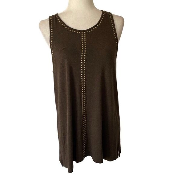 Vince Camuto Black Stud Embellished Tunic Shirt Keyhole SZ M - Picture 8 of 8